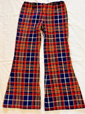Vntg 70's Sz S 28 waist Bobbie Brooks Bell Bottom Flare Pants Plaid Retro EUC