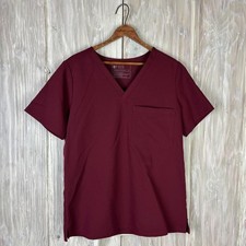 FIGS Technical Collection Scrub Top Burgundy Maroon V Neck Short Sleeve FW1000