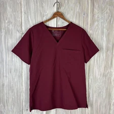 FIGS Technical Collection Scrub Top Burgundy Maroon V Neck Short Sleeve FW1000