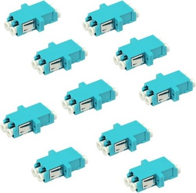 LC LC Fiber Optic Adapter Duplex Multimode OM3 OM4 OM5 Coupler 10 Pack Aqua
