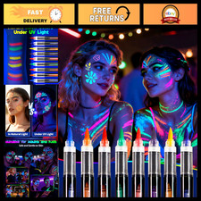 Neon Glow in the Dark Face Paint Markers - 10 Colors Body Paint Pens for Parties