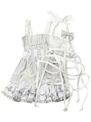 h.NAOTO hEAVEN FRILL JSK White Dress Birdcage Gothic Lolita Goth Harajuku Japan
