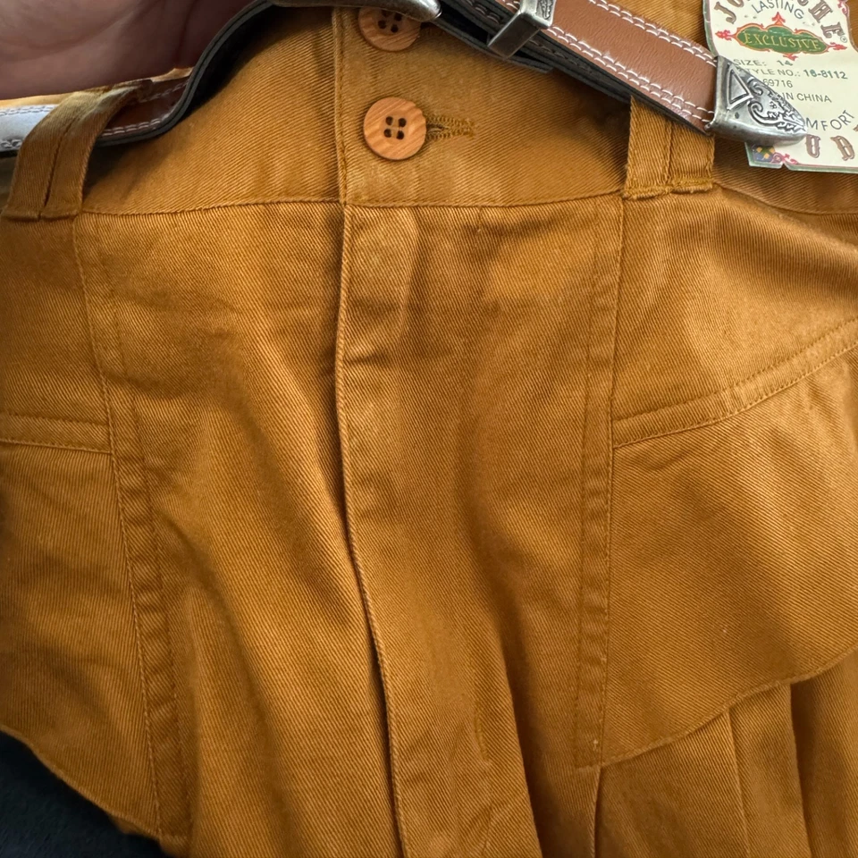 Jordache Vintage Studio Skirt Size 14 Brown Pleated Midi Belted 100% Cotton NWT - Image 2 of 4