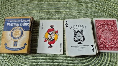 Poker Spielkarten - American Legion  Cards -   von ca 1932- 1942. 52 +Joker