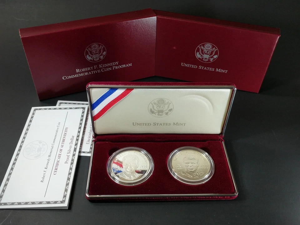 1998 Robert F. Kennedy PROOF & UNCIRC Silver Dollar 2-coin Set (CHOICE BU) - Image 2 of 2