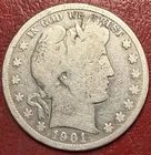 1901-S Barber Silver Half Dollar. Free Shipping