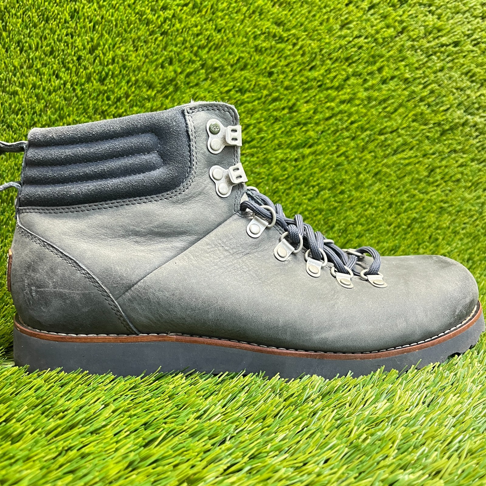 S Size 12 Black Gray Outdoor Waterproof Leather Lace Up Boot