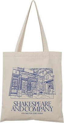 Shakespeare and Company Paris Beige Blue Bio Cotton Tote Bag Bookstore NEW