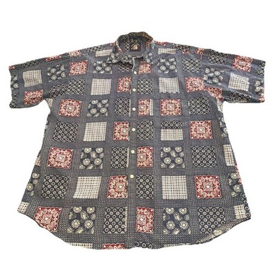 GANT SALTY DOG IMPERIAL POPLIN PATCHWORK SHIRT BLUE MULTI MENS XL EXCELLENT