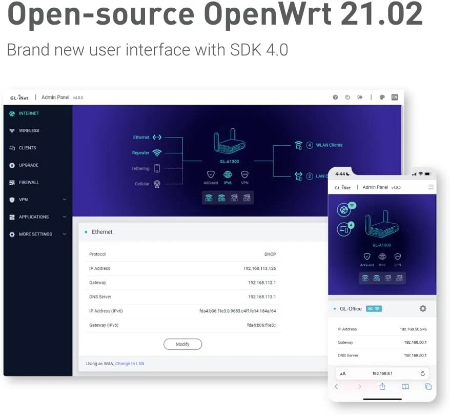 GL.iNet GL-A1300 Slate Plus Travel Router Dualband AC OpenWrt VPN WireGuard Open - Image 4 of 4