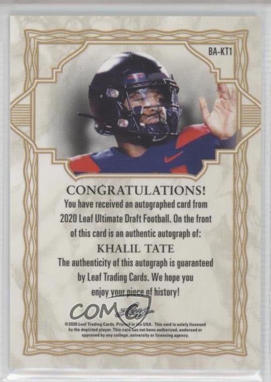 2020 Leaf Ultimate Draft Gold 3/30 Khalil Tate #BA-KT1 Auto 0w8
