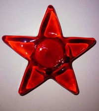 Red Glass Star Votive Candle Holder 5  Tea Light Holder Christmas Decor
