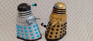 BBC Doctor Who 2 x Daleks 5" Figures Gold With Black Silver With Blue