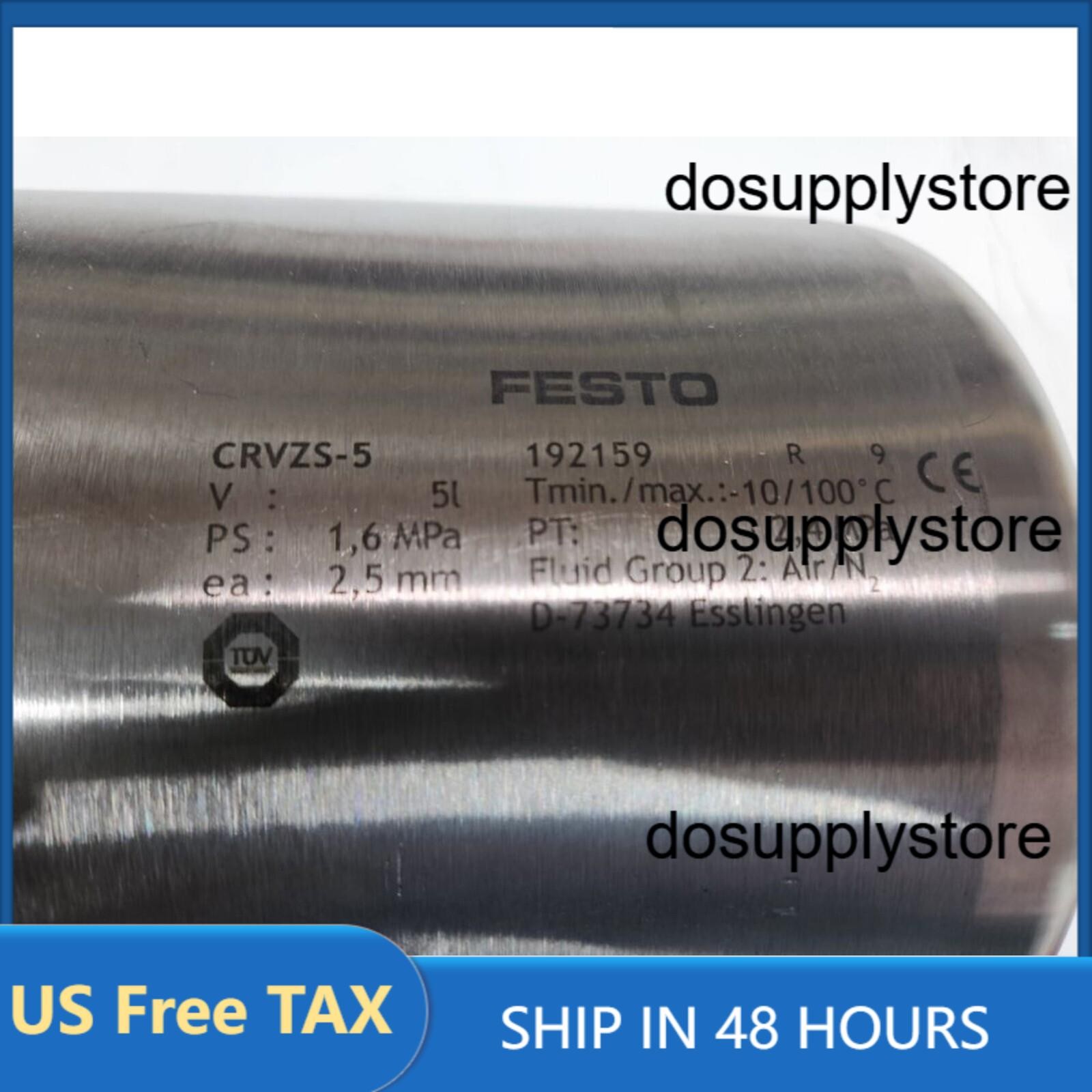 NEW FESTO 192159 CRVZS-5 Compressed Air Reservoir High Alloy Stainless Steel