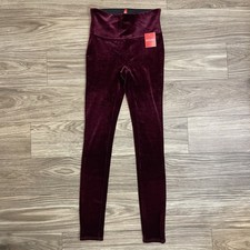 Spanx Dark Burgundy Velvet Slimming Leggings sz S Casual Velour Stretch
