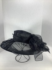Tuscany Organza Widebrim Black Funeral Kentucky Derby Summer Hat