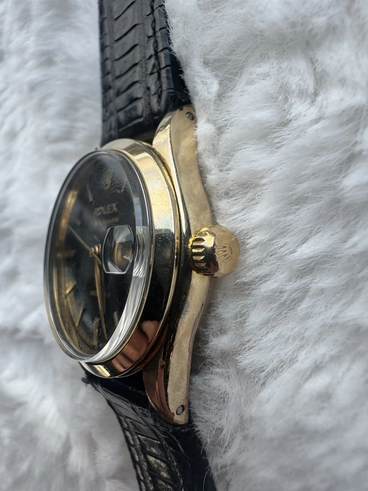 RELÓGIO VINTAGE ROLEX PRECISION OYSTERDATE REF#6466 30mm RELÓGIO DE CORDA MANUAL CHEIO DE OURO - Imagem 2 de 4