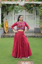 Navratri Special Roman Top And Maroon Lehenga For Women And Girls Wear
