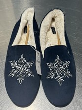 Talbots Fireside Suede Slippers Pearl Snowflake Size 11