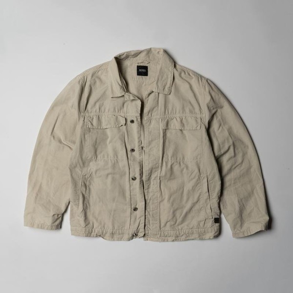 Men Hugo Boss Jacket Beige Cotton 38 / M / 46