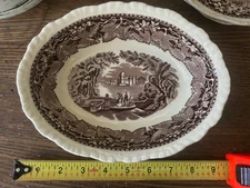 Mason’s Vista Brown Oval Serving Bowl Dish Ironstone England Handmade 8 ¾” 