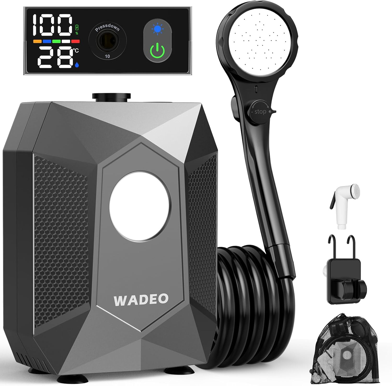 Doccia portatile da campeggio, pompa da doccia da campeggio ricaricabile da 6000 mAh, soffione doccia elettrico per esterni per campeggio | Leroy Merlin