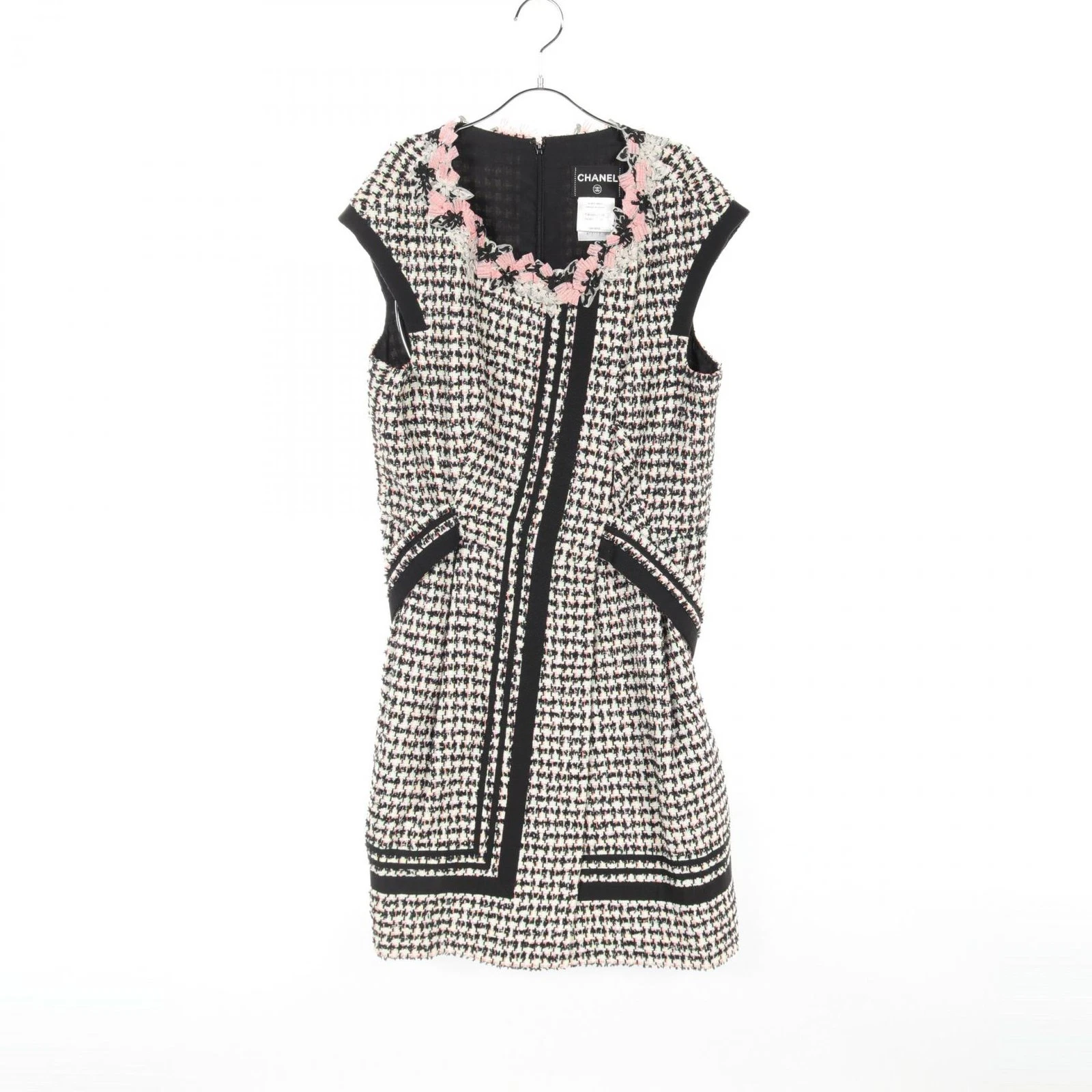 Abito Chanel donna cotone nylon cashmere taglia 42 bianco nero multi