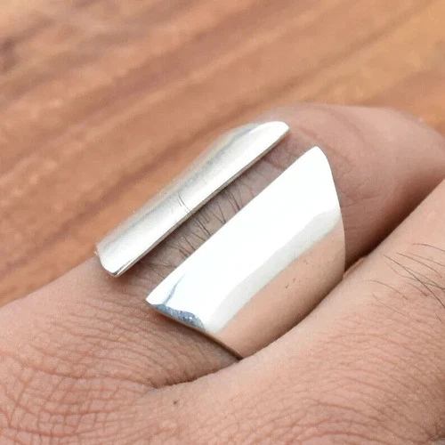 Solid 925 Sterling Silver Adjustable Ring Band Statement Handmade Ring All Size