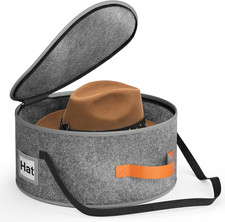 Cowboy Hat Box for Travel and Storage, Collapsible Cap Organizer Case with Handl