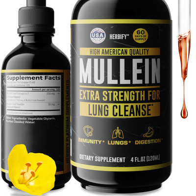 Mullein Leaf Flower Extract Liquid Drops for Lungs 4oz Respiratory Cleanse Detox