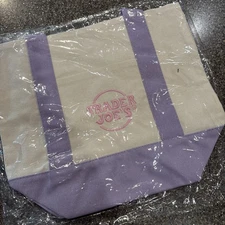Trader Joe’s Mini Canvas Reusable Tote Bag Colorful Canvas Tote Bag PURPLE