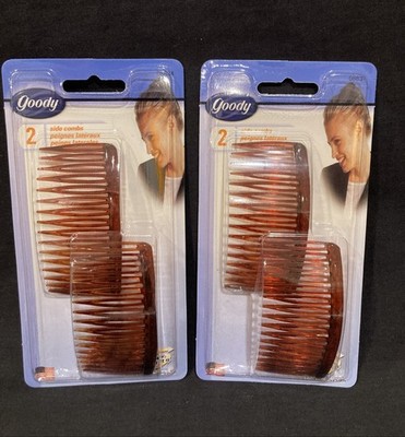 GOODY Brown Hair Tuck Side Combs 2-Pack 3.25  New 2000 Made In USA (2 Sets) G101