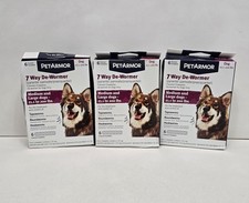 Lot of 3 PetArmor 7 Way De-Wormer Dogs 6 Flavored Chewable Oral Treatment. 07/27