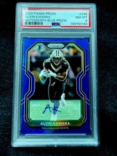 2020 Panini Prizm - Alvin Kamara Autograph-Blue Prizm /10 PSA 8 BOOKEND 10/10 🔥