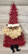 Vintage Handmade Macrame Santa Wall Hanging Christmas Decor