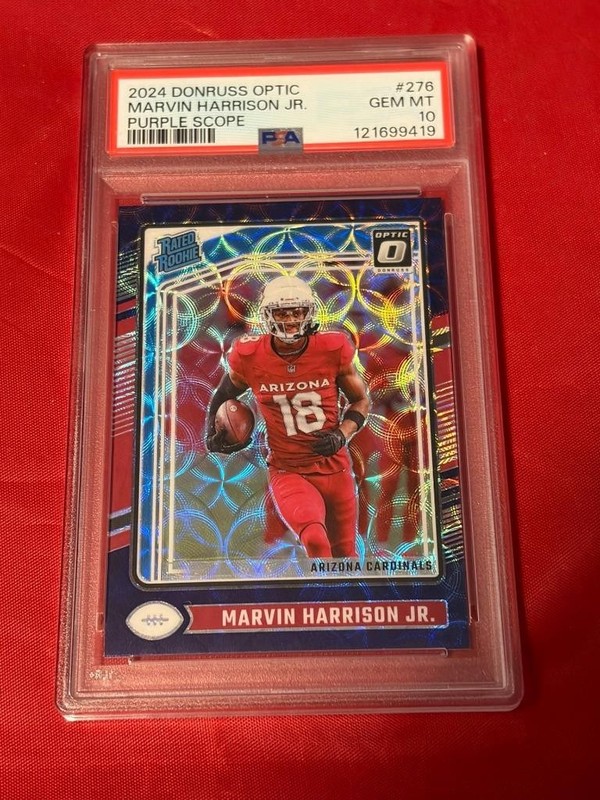 MARVIN HARRISON JR 2024 OPTIC PURPLE SCOPE #276 ROOKIE FOOTBALL PSA 10 GEM MINT