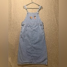 Christopher & Banks Vtg Denim Teacher Dress Womens L blue maxi midi long school