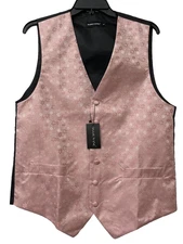 Barry Wang Men’s Victorian floral Vest – Pink & Black – Size S – NWT