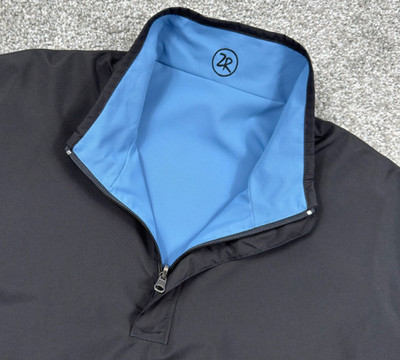 Zero Restriction Golf Pullover Mens L Blue Black Waterproof Reversible 1/4 Zip