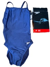 NEW OPEN BOX Speedo Women's Eco Solid Flyback 434 Swimsuit - Team Navy - Size 30