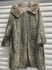 Vintage Persian Curly Lamb Coat Mink Fur Collar Old Money 1960s