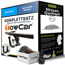 Für NISSAN Qashqai II Typ J11 Anhängerkupplung abnehmbar +eSatz 7pol uni 19- NEU