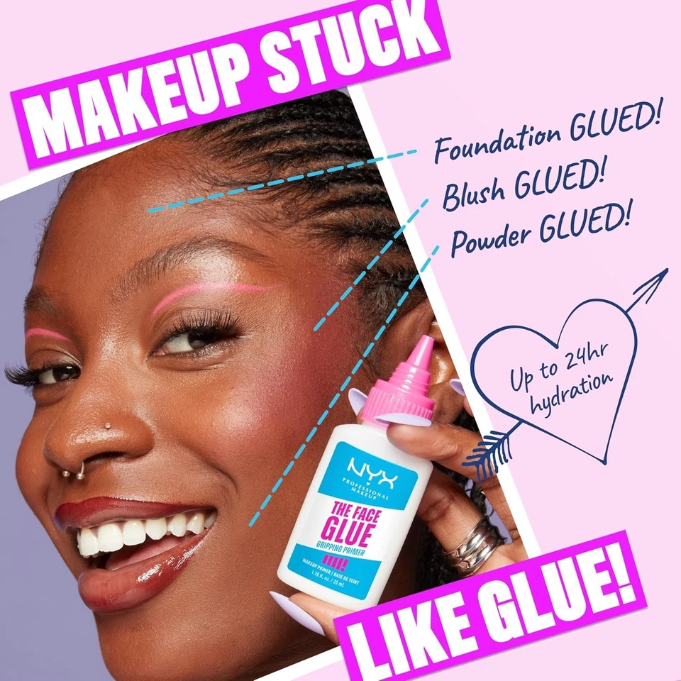 the Face Glue Gripping Primer, Hydrating Makeup Primer with up to 24HR Wear, Veg - Image 2 of 4