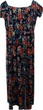 Shirred Bodice Floral Dress By Derek Heart Plus Sz 3X Maxi Peasant Black Floral