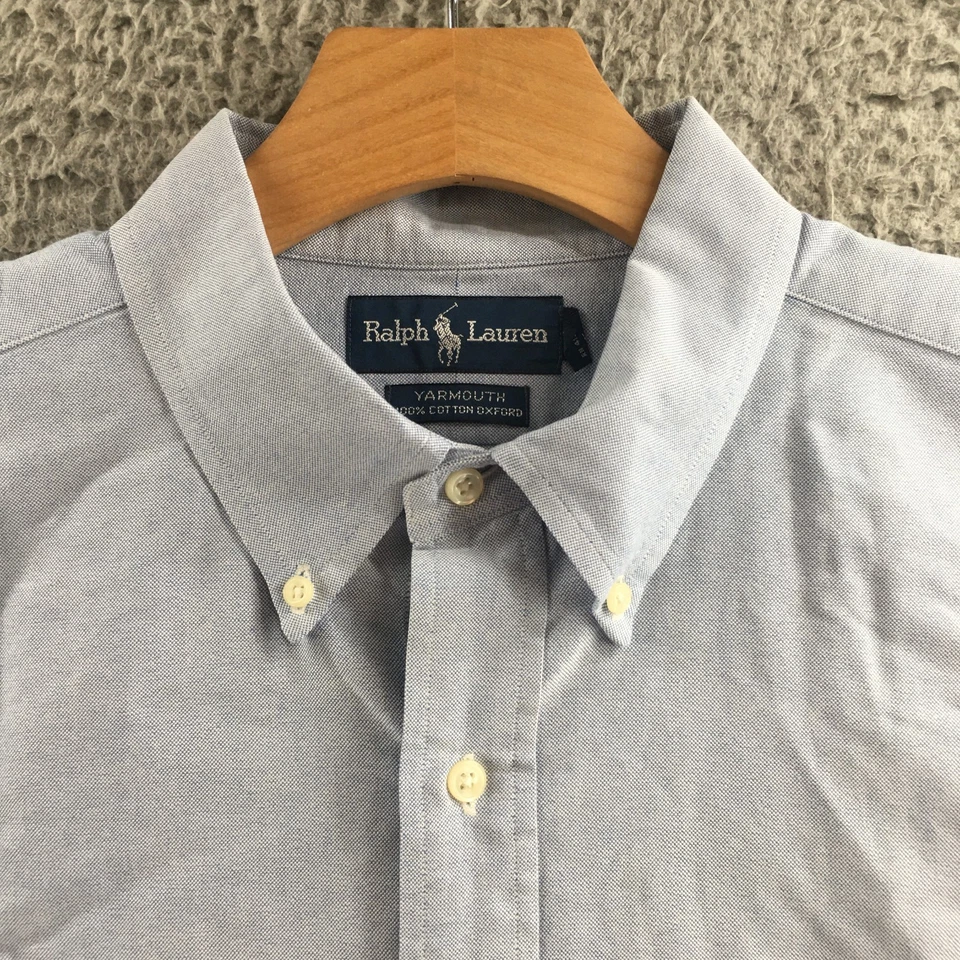 Camisa de vestir Ralph Lauren Yarmouth para hombre 17,5 azul algodón Oxford manga larga Foto 3 de 4
