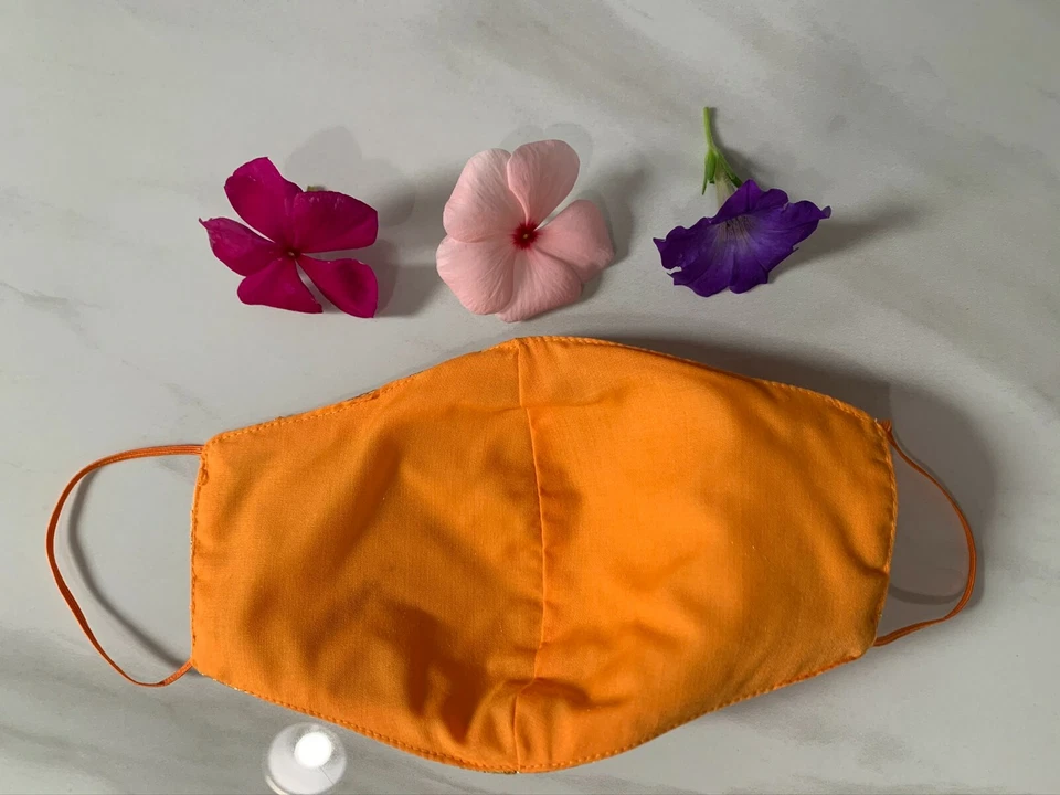 Mascarilla facial de seda naranja, 100%, mascarilla para mujer, reutilizable, lavable, artística, EE. UU. Foto 2 de 4