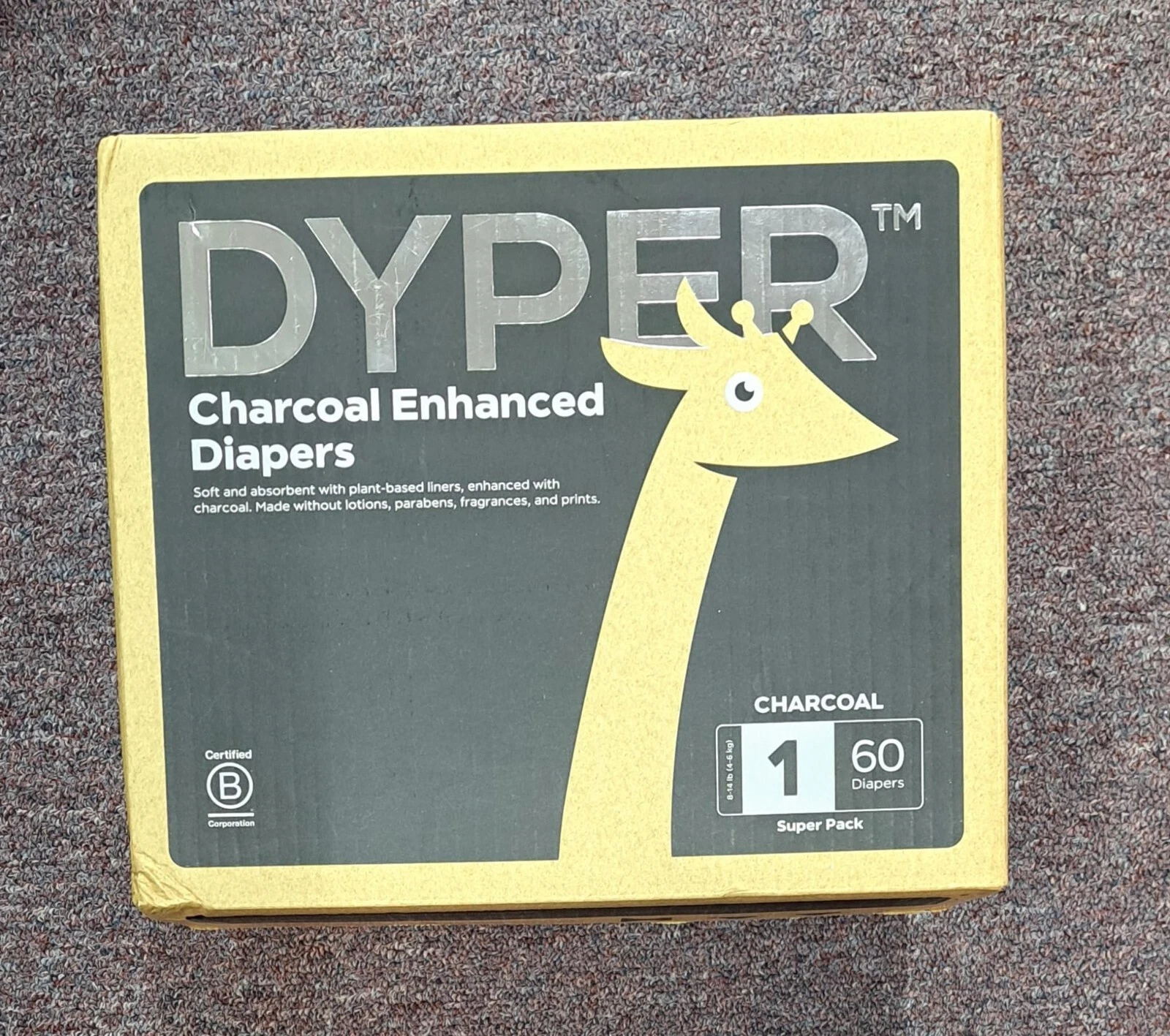 ⚡️DYPER Charcoal Enhanced Diapers | Baby from (Size 1) 60 Diapers b761