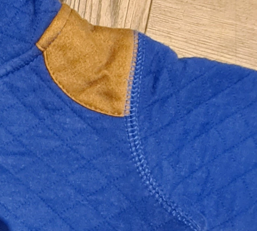 Quilted Royal Blue Hoodie / Hoody with Shoulder Patches -  Baby Boy 0-3m - VGUC - Image 2 of 2