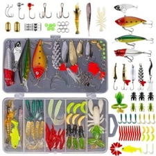 78pcs Fishing Lures Kit for Bass Trout Salmon with Spoon Lures & Worms