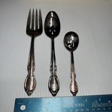 WM A Rogers Deluxe Stainless Oneida Ltd Serving Spoon Slotted Spoon Serving Fork